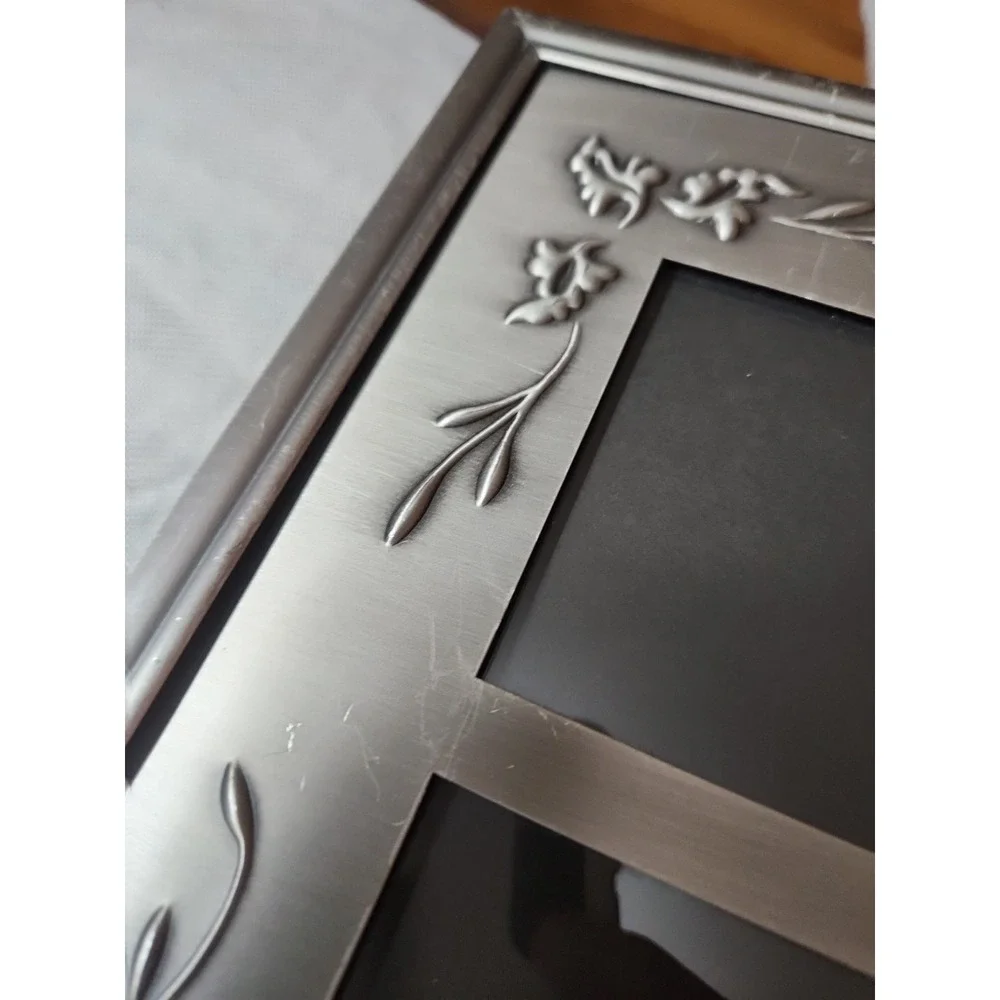 Vintage 1998 HB Group Duel Photo Frame Brushed‎ Silver Metal  10